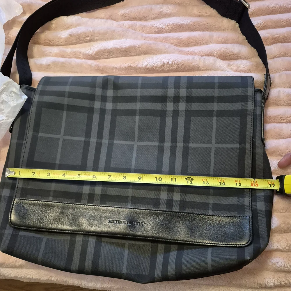 Authentic Burberry Smoked Check Messenger Bag - Charcoal/Black
